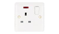 Deta Vimark VP1207DPN Pro White Moulded 1 Gang 13A Switched Socket DP with Neon