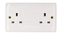 Deta Vimark VP1208 Pro White Moulded 2 Gang 13A Unswitched Socket