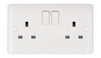 Deta Vimark VP1209DP Pro White Moulded 2 Gang 13A Switched Socket DP