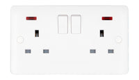 Deta Vimark VP1209DPN Pro White Moulded 2 Gang 13A Switched Socket DP with Neon