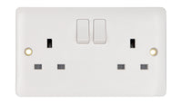 Deta Vimark VP1209SP Pro White Moulded 2 Gang 13A Switched Socket SP