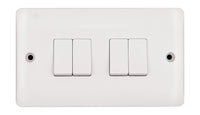 Deta Vimark VP1244 Pro White Moulded 4 Gang 2 Way 10AX Plate Switch