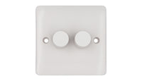 Deta Vimark VP1415 Pro White Moulded 2 Gang 250W Universal Dimmer with Multiway Dimming