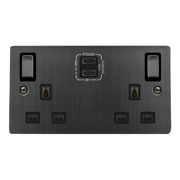 Buy Click Deco VPBZ596BK Victorian 'Ingot' 13A 2 Gang Switched Safety ...