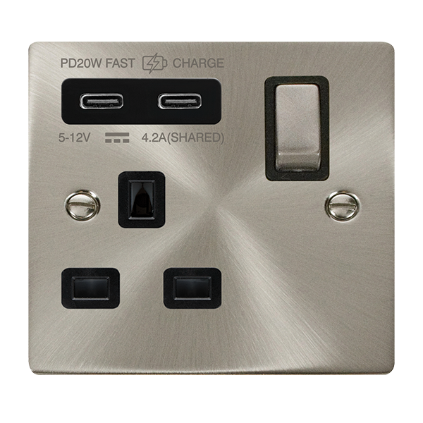 Buy Click Deco VPSC595BK Victorian 'Ingot' 13A 1 Gang Switched Safety ...