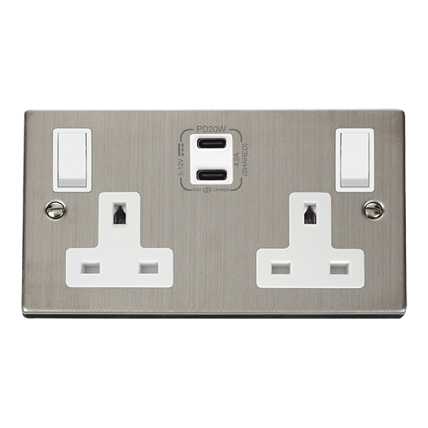 Buy Click Deco VPSS796WH Victorian 'Non Ingot' 13A 2 Gang Switched ...