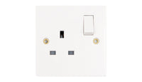 Deta Vimark VS1207DP White Moulded Square Edge 1 Gang 13A Switched Socket DP
