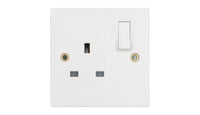 Deta Vimark VS1207SPR White Moulded Square Edge 1 Gang 13A Switched Socket SP Recessed Switch