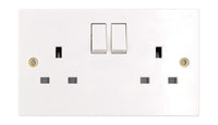 Deta Vimark VS1209DP White Moulded Square Edge 2 Gang 13A Switched Socket DP