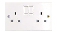 Deta Vimark VS1209SP White Moulded Square Edge 2 Gang 13A Switched Socket SP