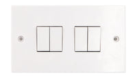 Deta Vimark VS1244 White Moulded Square Edge 4 Gang 2 Way 10AX Plate Switch