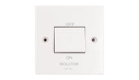 Deta Vimark VS1247 White Moulded Square Edge 3 Pole Fan Isolator 10A