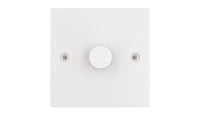 Deta Vimark VS1414 White Moulded Square Edge 1 Gang 250W Universal Dimmer with Multiway