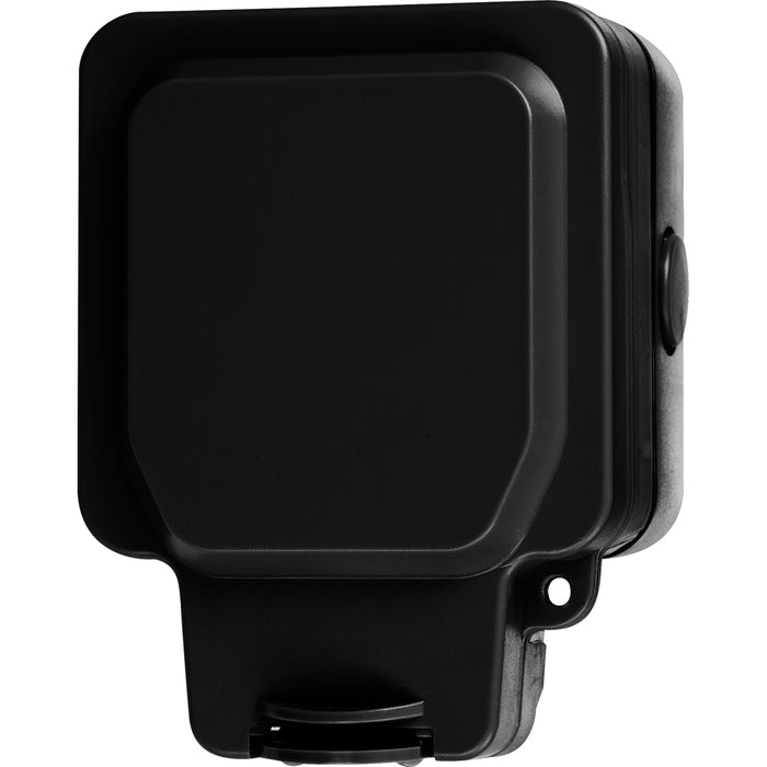 LIVE Electrical WJ1G2P-B Weatherproof IP66 1 Gang 13A Double Pole Switched Socket - Black