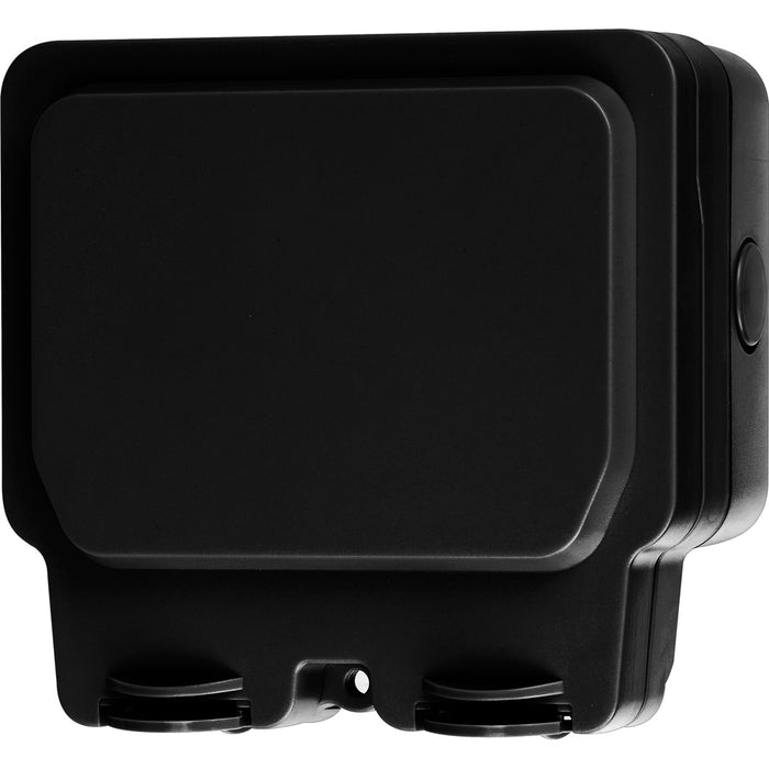 LIVE Electrical WJ2G2P-B Weatherproof IP66 2 Gang 13A Double Pole Switched Socket - Black