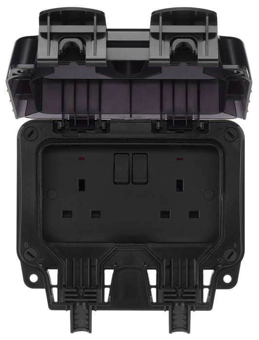 BG WP22/B Weatherproof Nexus Storm IP66 13A 2G Switched Socket - Matt Black