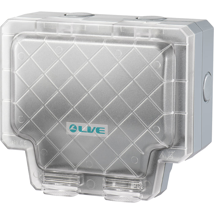 LIVE Electrical WP2G13A-B Weatherproof IP66 13A 2 Gang Empty Enclosure