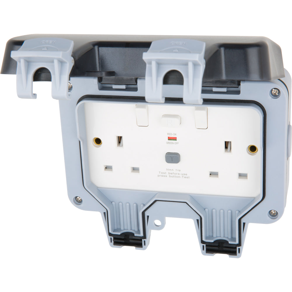 LIVE Electrical WP2GTKP-5 Weatherproof IP66 13A 2-Gang Type A RCD ...