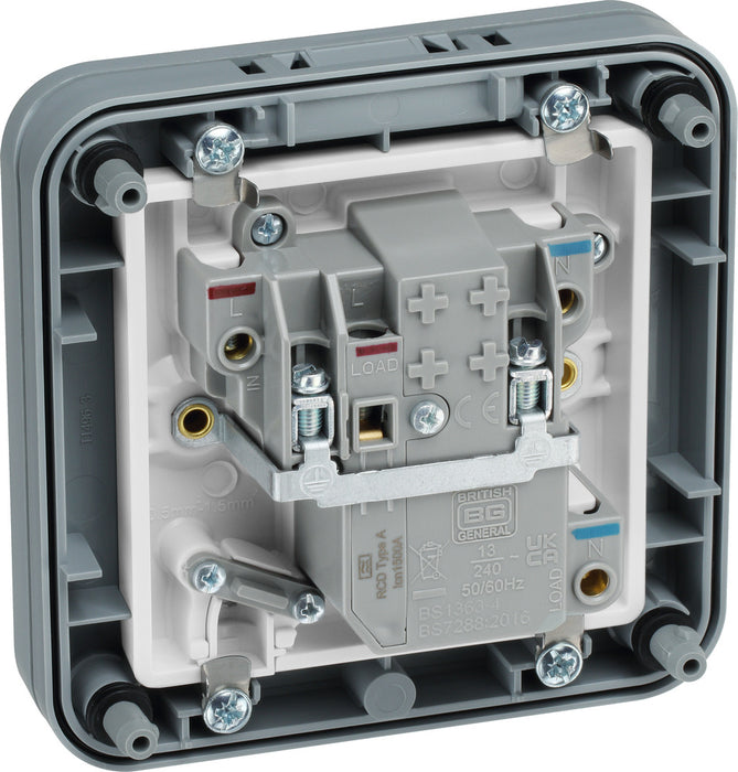 BG WP55ARCD-02 Weatherproof Nexus Storm 13A Type A RCD Protection (Latching) - westbasedirect.com