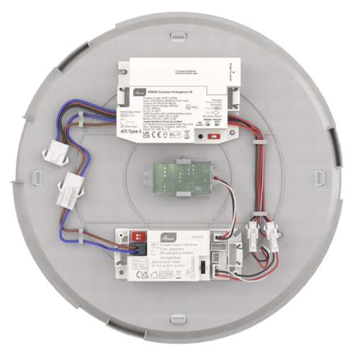 Ansell ADIS2/2/MWS/SM3 Disco EVO 2 XPRESS IP65 8W-16W CCT Adjustable LED Bulkhead with Self-Test Emergency & Microwave Sensor 3000K/4000K/6500K