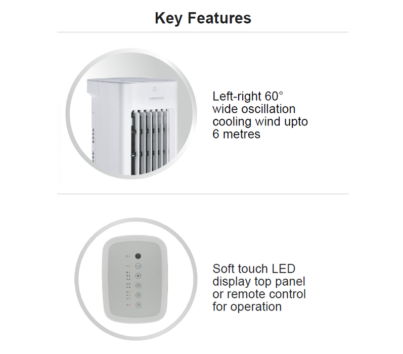 5L Evaporative 3in1 Air Cooler Tower Fan + Remote Control + Removable 5L Water Tank - westbasedirect.com