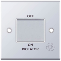Selectric DSL308 5M 10AX 3 Pole Fan Isolator Switch - Polished Chrome, White Insert