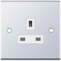 Selectric DSL319 5M 1 Gang 13A Unswitched Socket Outlet - Polished Chrome, White Insert