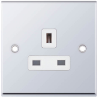 Selectric 7MPRO-319 7M-PRO 1 Gang 13A Unswitched Socket Outlet Polished Chrome, White Insert