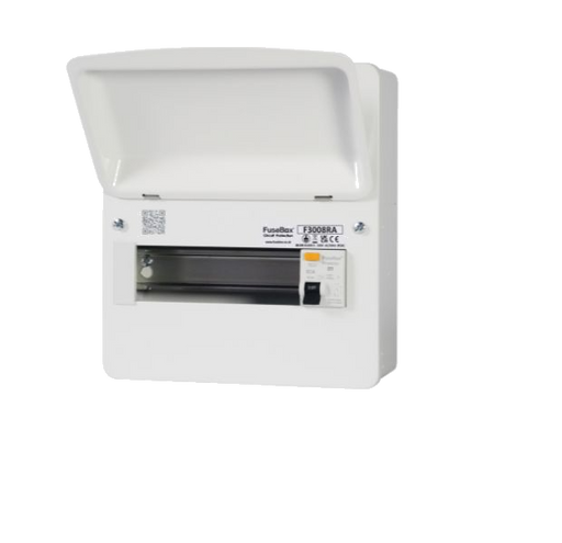 FuseBox F3008RA 10 Module 8 Way RCD Incomer Consumer Unit with 80A 30mA Type A RCD - westbasedirect.com