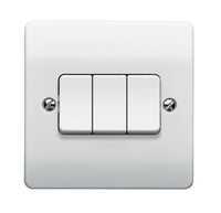MK Logic Plus K4873SAWHI White Moulded 10A 3 Gang SP 2 Way Plate Switch