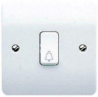 MK Logic Plus K4878BWHI White Moulded 10A 1 Gang SP 2 Way Push Switch with Bell Symbol
