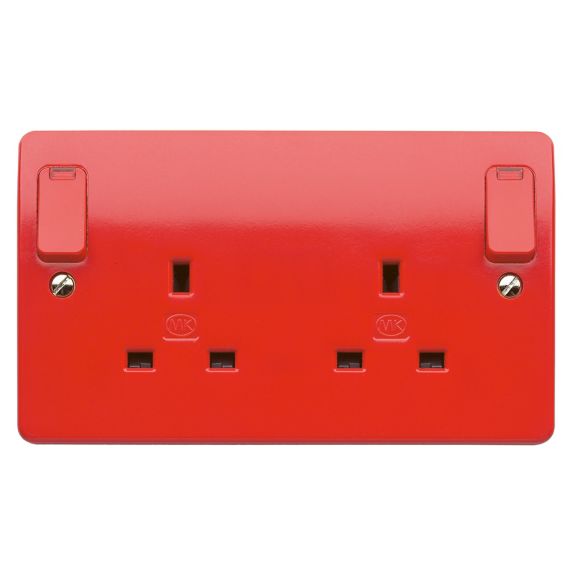 Buy MK Logic Plus K2476D1RED Red 13A 2 Gang DP Switched Socket with ...