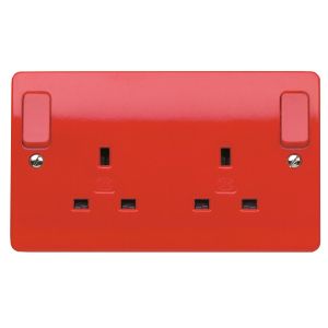 Mk Socket Red Rocker Buy MK Logic Plus K2746D1RED Red 13A 2 Gang DP Switched Socket with ...