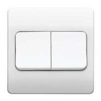 MK Logic Plus K4782WHI White Moulded 10A 2 Gang SP 2 Way Wide Rocker Plate Switch