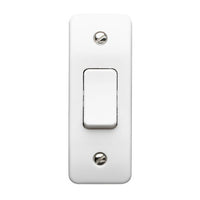 MK Logic Plus K4841WHI White Moulded 10A 1G SP 2 Way Architrave Plate Switch