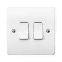 MK Logic Plus K4872WHI White Moulded 10A 2 Gang SP 2 Way Plate Switch