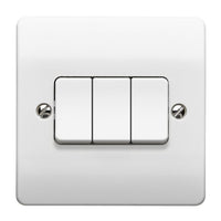 MK Logic Plus K4873WHI White Moulded 10A 3 Gang SP 2 Way Plate Switch