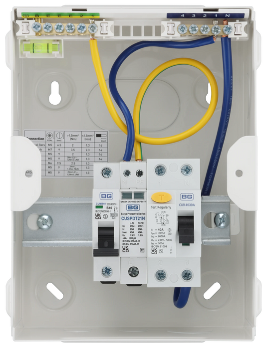 Sync Energy CFUEV5A 5 Module IP20 Metal Metal EV Charger Circuit Protection with 40A 30mA Type A RCD, 40A B Curve MCB & Type 2 SPD - westbasedirect.com