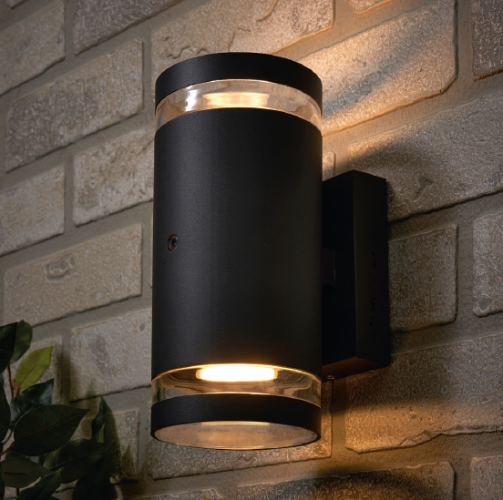 Forum Zink ZN-34042-ANTH Lens GU10 IP44 Die-Cast Aluminium Up & Down Wall Light with Photocell Anthracite