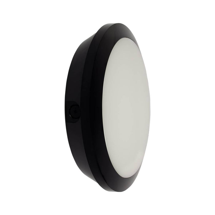 Collingwood WL95B2NECS WL95 Versa Black 250mm 5-8W IP65 750-1200lm CCT Round LED Bulkhead, Self-Test Emergency - westbasedirect.com