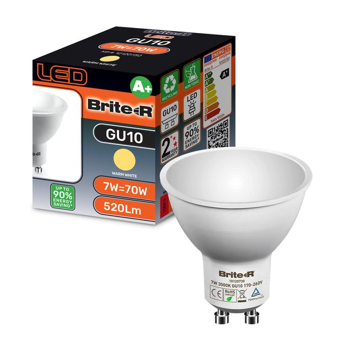 Brite-R 7W GU10 LED Bulb Warm White 3000K - westbasedirect.com