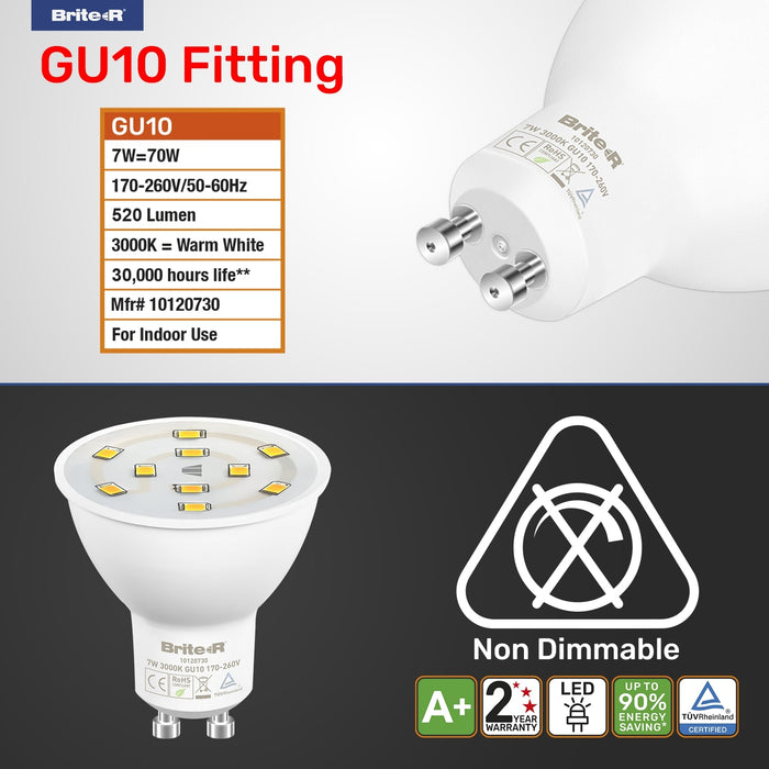 Brite-R 7W GU10 LED Bulb Warm White 3000K - westbasedirect.com