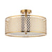 Endon 101568 Cordero 3lt Flush Gold effect plate, white fabric & frosted glass 3 x 10W LED E27 (Required) - westbasedirect.com