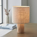 Endon 101680 Durban 1lt Table Natural eucalyptus wood & natural linen 10W LED E27 (Required) - westbasedirect.com