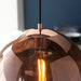 Endon 102930 Boli 1lt Pendant Copper mirrored glass & matt black paint 10W LED E27 (Required) - westbasedirect.com