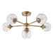 Endon 103171 Allegra 6lt Semi flush Antique brass plate & clear spiral glass 6 x 7W LED E14 (Required) - westbasedirect.com