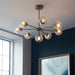 Endon 103172 Allegra 8lt Pendant Antique brass plate & clear spiral glass 8 x 7W LED E14 (Required) - westbasedirect.com
