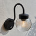 Endon 103829 Eldon 1lt Wall Textured black & clear ribbed glass 10W LED E27 (Required) - westbasedirect.com