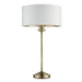 Endon 104054 Highclere 1lt Table Antique brass plate & vintage white fabric 7W LED E14 (Required) - westbasedirect.com