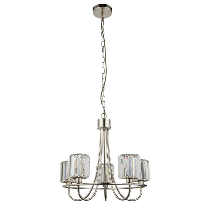 Endon 104108 Berenice 5lt Pendant Bright nickel plate & clear glass 5 x 6W LED E14 (Required) - westbasedirect.com